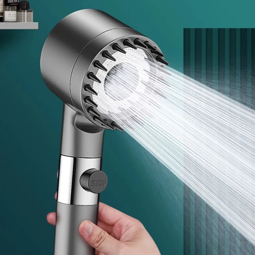 Pommeau de douche filtrant haute pression 3 modes avec brosse de massage, accessoires de salle de bain