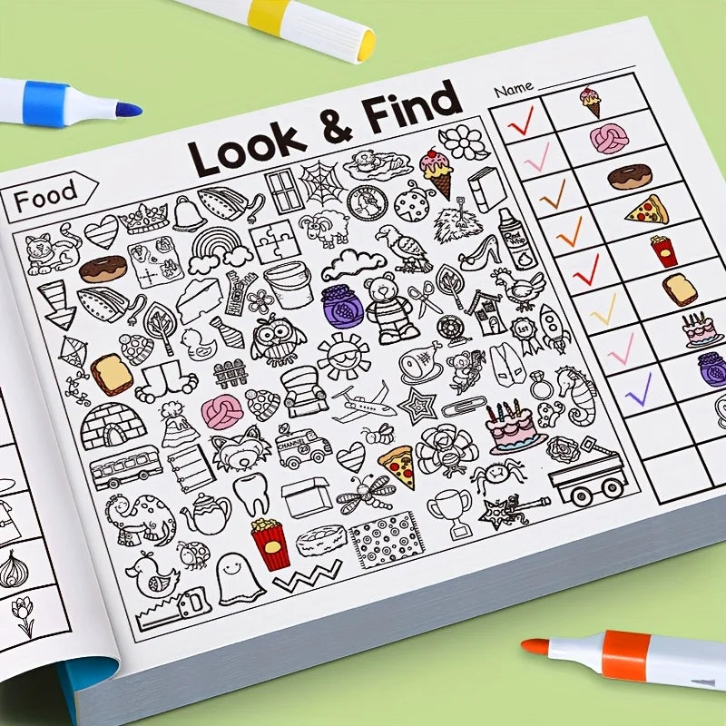 Livre de coloriage d’objets cachés pour enfants, avec plus de 100 pages à colorier et à compléter – Cahier d’activités interactif de recherche et de coloriage, adapté à l’école, à la maison et aux voyages – Livre éducatif de jeux et d’énigmes