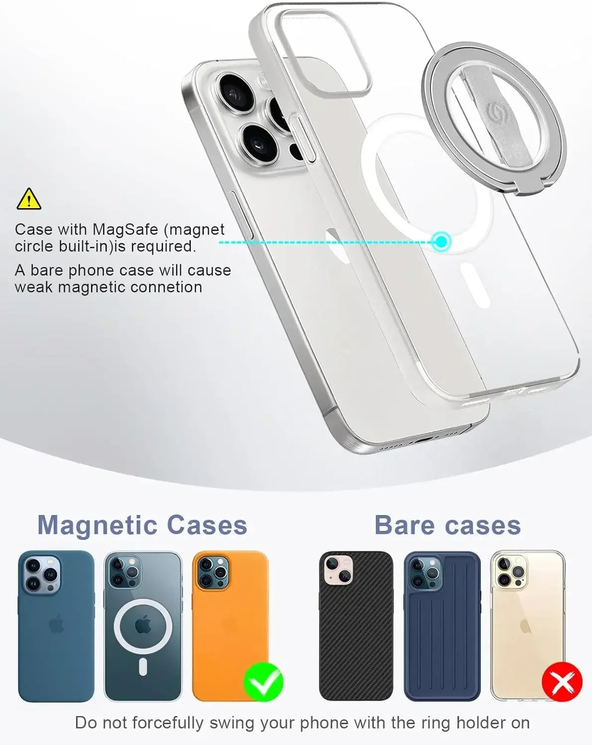EWA MagOne 3e Support de téléphone MagSafe Anneau magnétique pour téléphone Béquille Magnétique Prise pour tous les téléphones  Support
