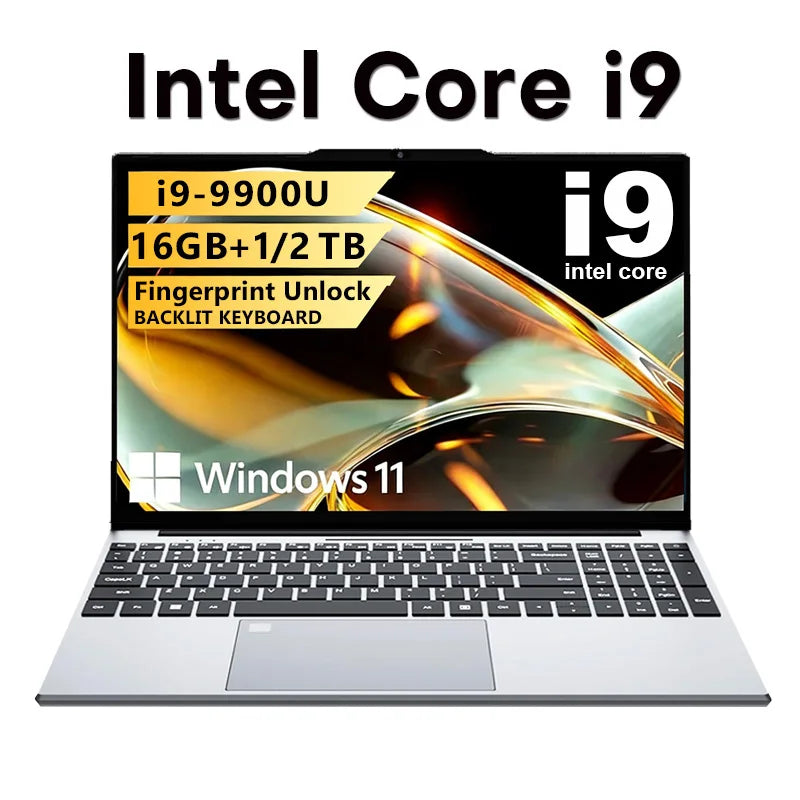 15.6"Laptop Computer PC Intel Core I9 10980HK/I9 9900U 16GB RAM 1TB 2TB SSD Gaming Notebook Windows 11 Pro 4K Fingerprint Unlock