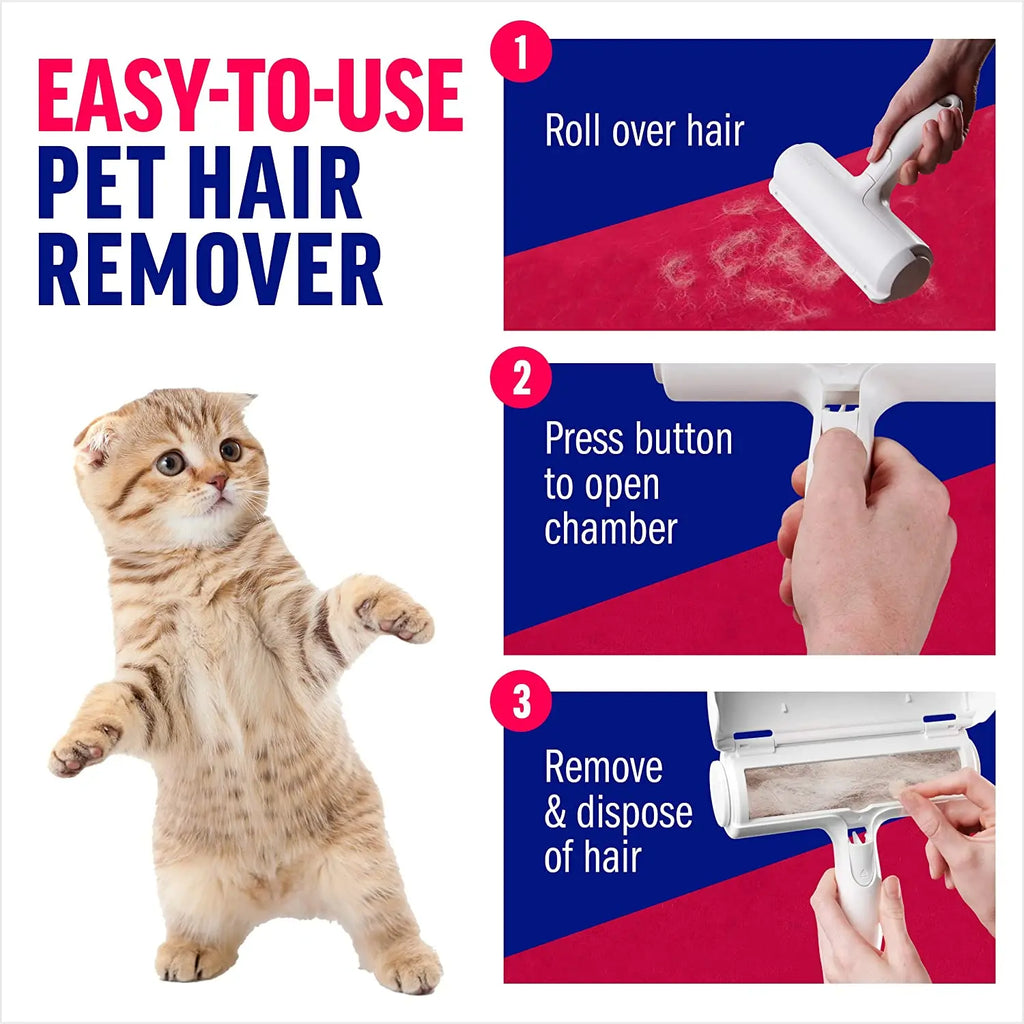 Rouleau Anti-Poils d'Animaux - Épilateur pour Chiens et Chats avec Base Autonettoyante - Outil Efficace pour Enlever les Poils d'Animaux - Idéal pour les Meubles