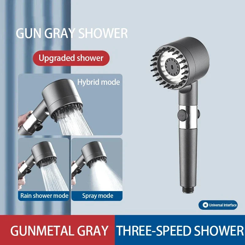 Pommeau de douche filtrant haute pression 3 modes avec brosse de massage, accessoires de salle de bain