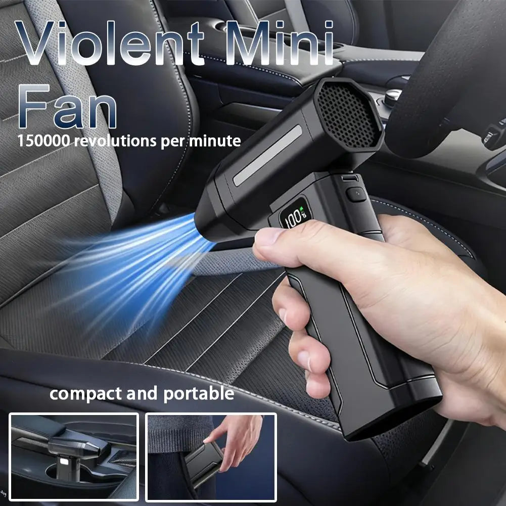 Souffleur de ventilateur turbo à moteur sans balais X8 150000 tr/min, puissant souffleur d'air électrique, nettoyeur de poussière sous vide, nettoyeur de poussière portable, ventilateur violent
