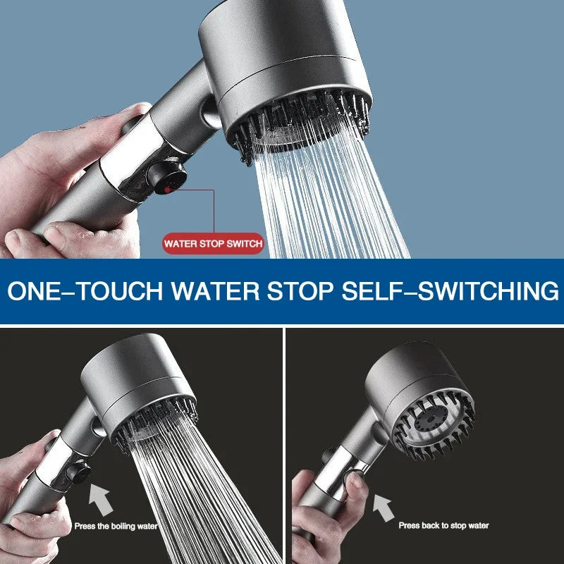 Pommeau de douche filtrant haute pression 3 modes avec brosse de massage, accessoires de salle de bain