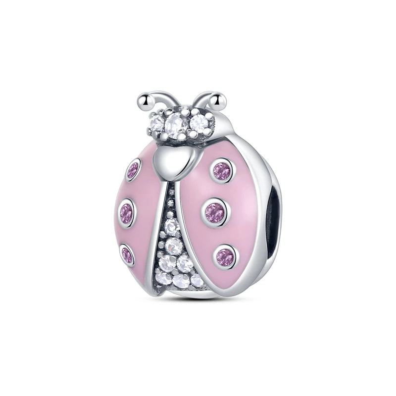 Pink Charms Original 925 Sterling Silver Heart Bow Perfume Bottle Charms Beads Pendants Fit Bracelet DIY Women Jewelry Making