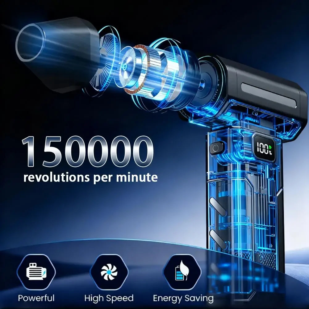 Souffleur de ventilateur turbo à moteur sans balais X8 150000 tr/min, puissant souffleur d'air électrique, nettoyeur de poussière sous vide, nettoyeur de poussière portable, ventilateur violent