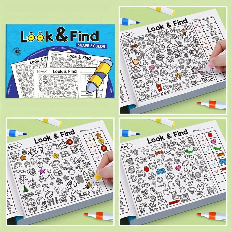 Livre de coloriage d’objets cachés pour enfants, avec plus de 100 pages à colorier et à compléter – Cahier d’activités interactif de recherche et de coloriage, adapté à l’école, à la maison et aux voyages – Livre éducatif de jeux et d’énigmes