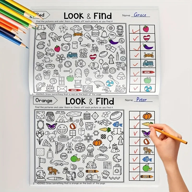 Livre de coloriage d’objets cachés pour enfants, avec plus de 100 pages à colorier et à compléter – Cahier d’activités interactif de recherche et de coloriage, adapté à l’école, à la maison et aux voyages – Livre éducatif de jeux et d’énigmes