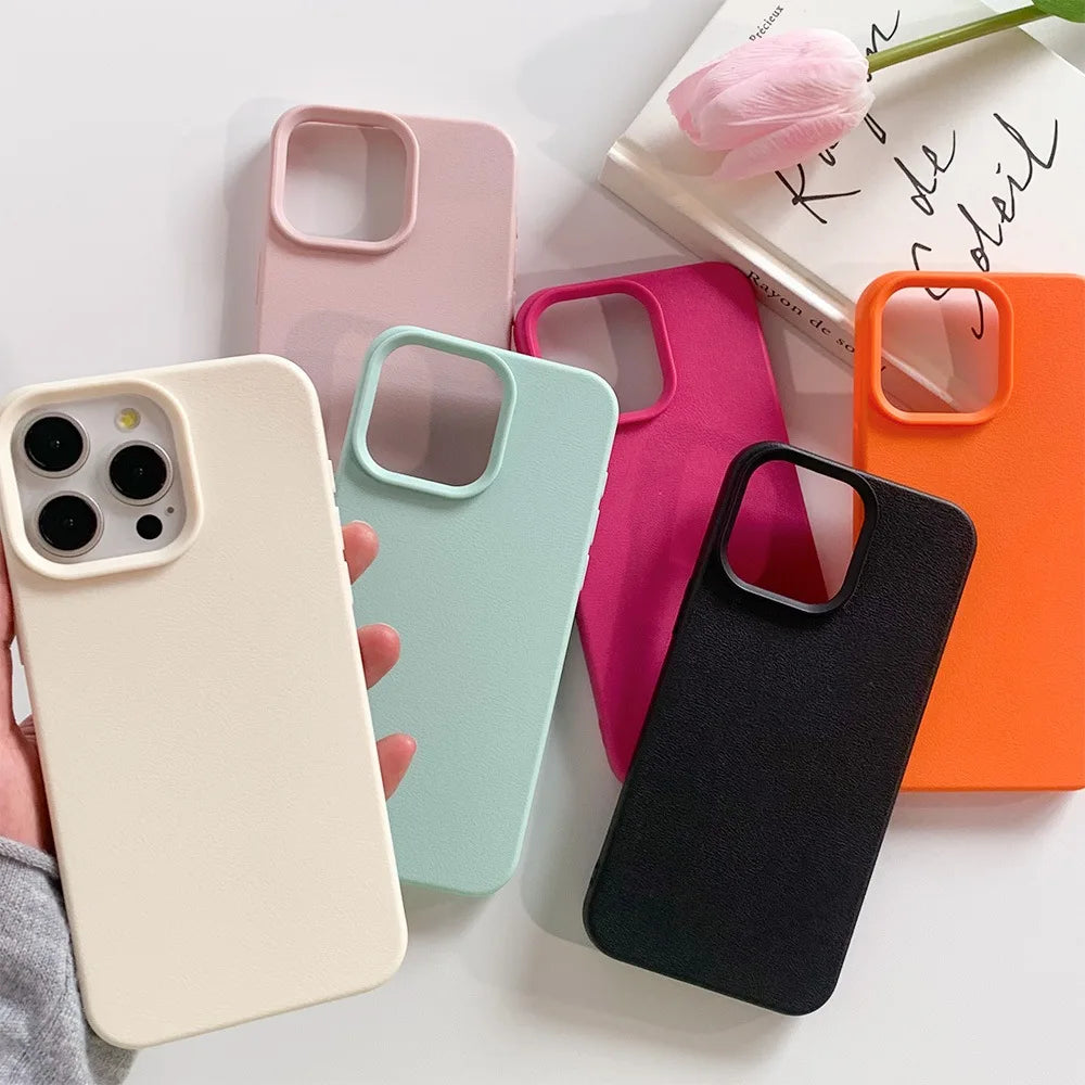 Coque de téléphone en cuir pour iPhone 17 Pro Max 16 18 Pro Max 13 11 15 14 Plus 12 17 Air 17Promax Antichoc TPU souple Étui Coque